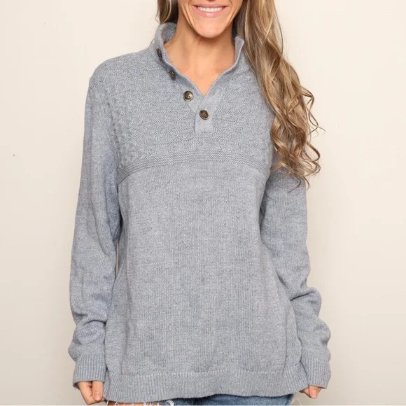 Tommy Bahama Textured Light Blue Quarter Button Sweater - Picture 2 of 4